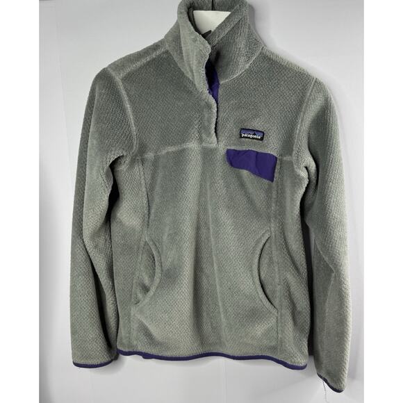 Patagonia Re-Tool Half Snap Pullover Womens Sz S Fleece Gray Purple Outdoor - Picture 1 of 10